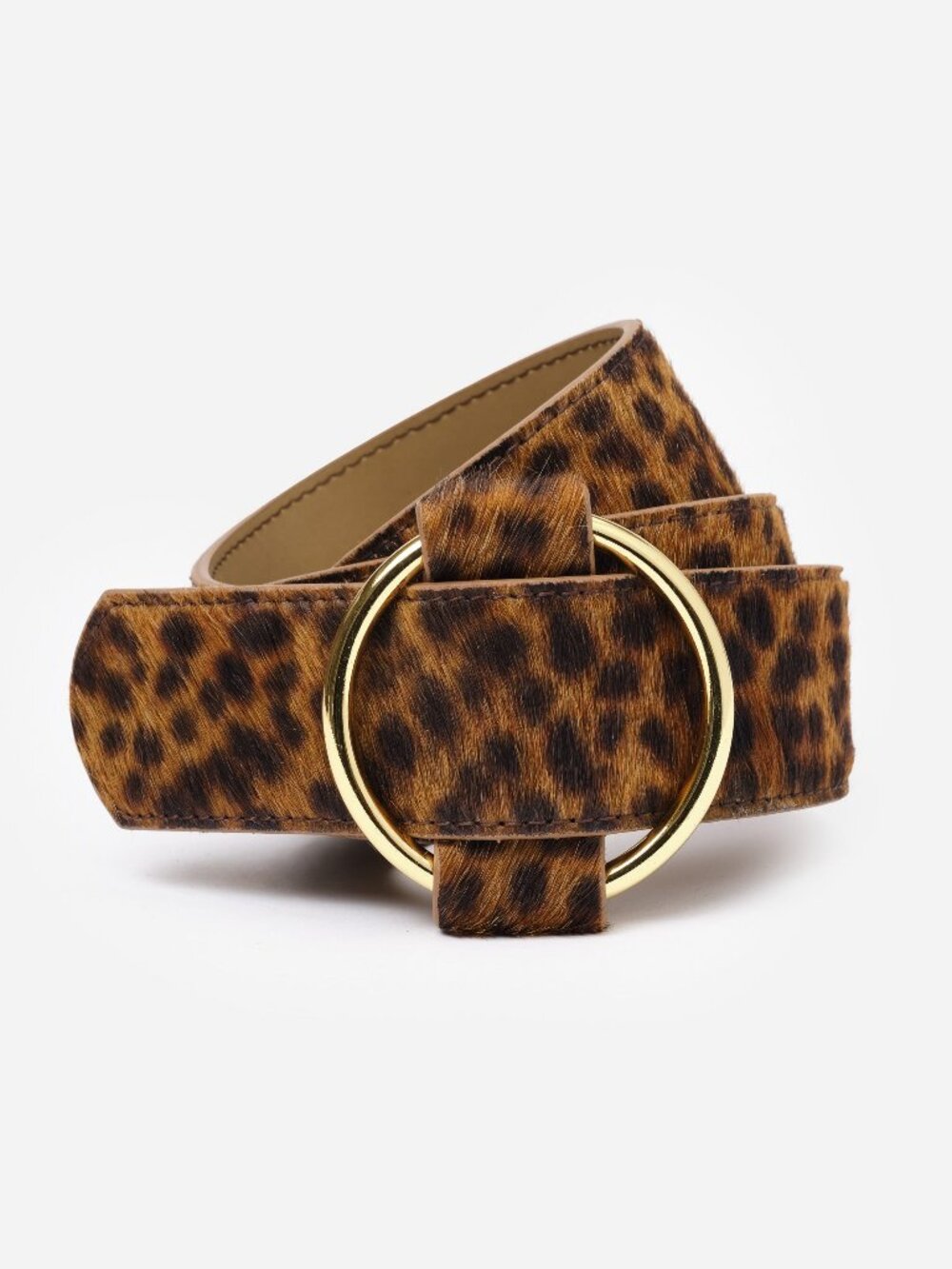 J McLaughlin Amelia Pony Hair Belt in Leopard - Brown/Gold NEW